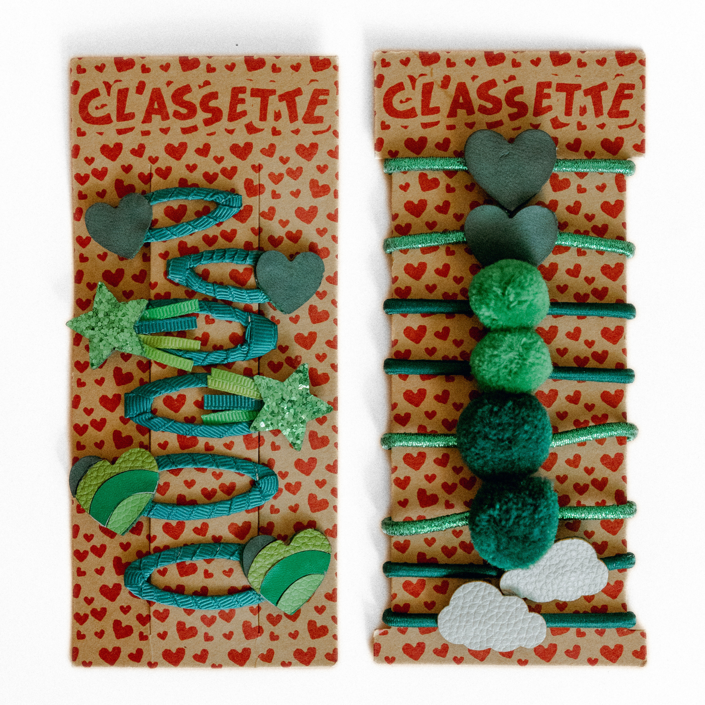 Green School Hair Clips & Bobble Hair Ties Set