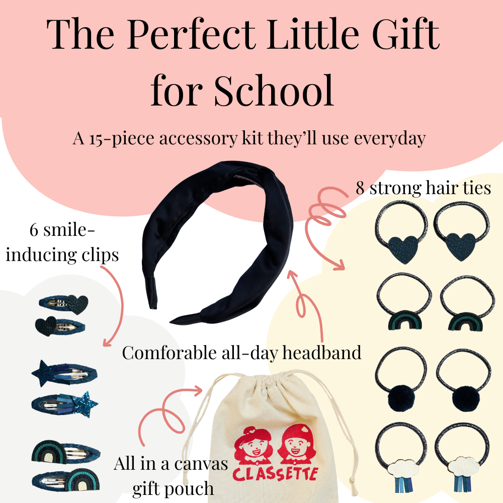 Navy Blue School Hair Clips, Bobble Hair Ties & Headband Set