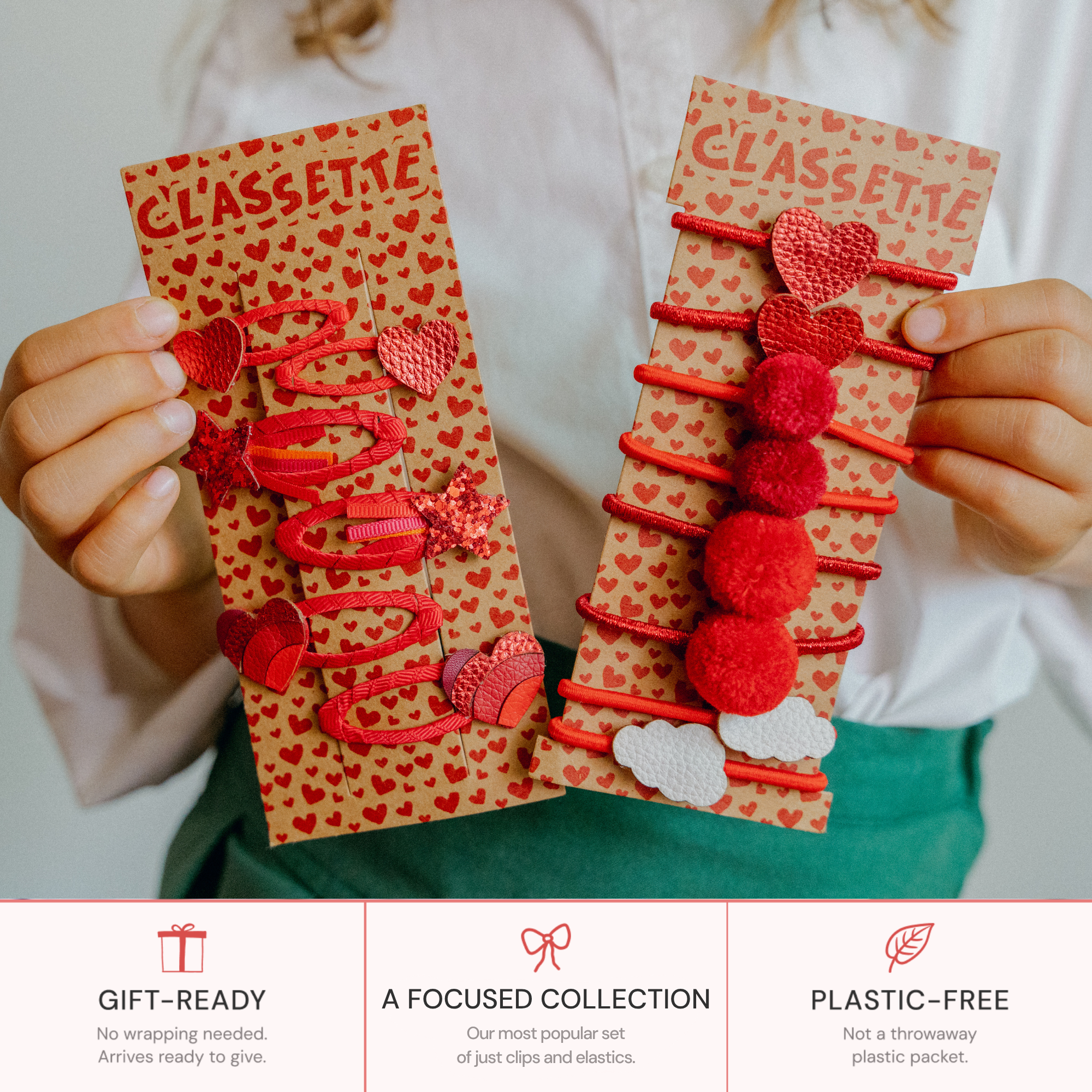 Red School Hair Clips & Bobble Hair Ties Set