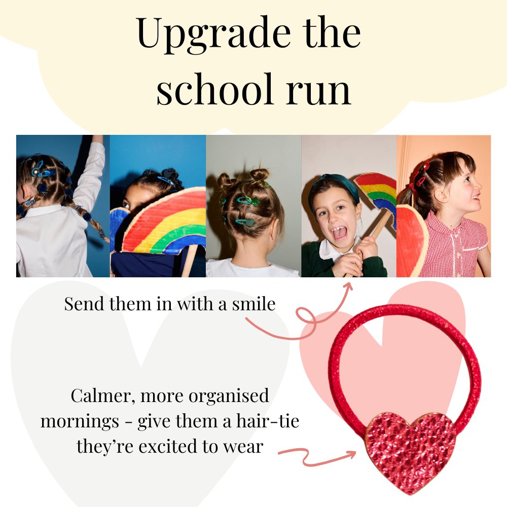 Red School Hair Clips, Bobble Hair Ties & Headband Set