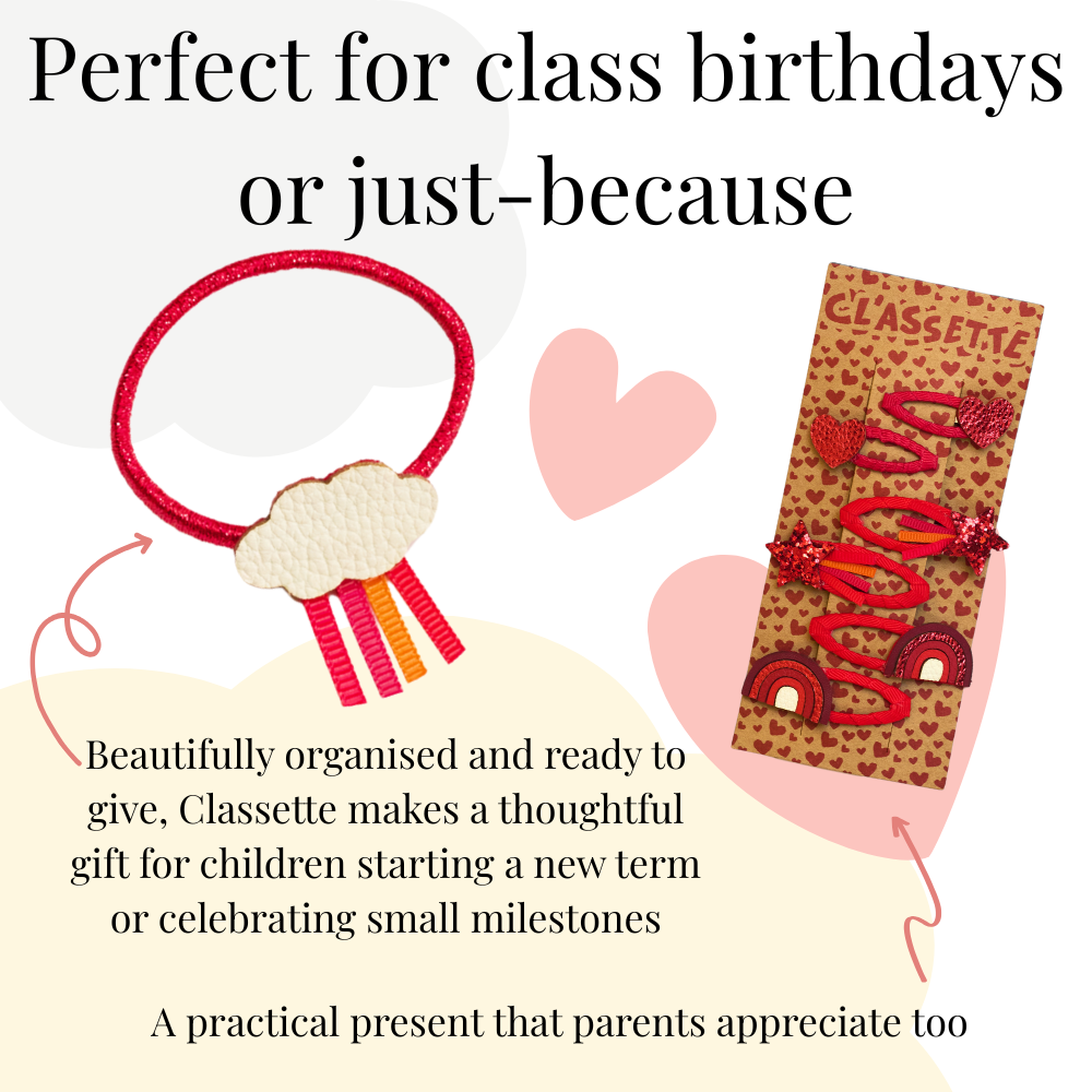 Red School Hair Clips, Bobble Hair Ties & Headband Set