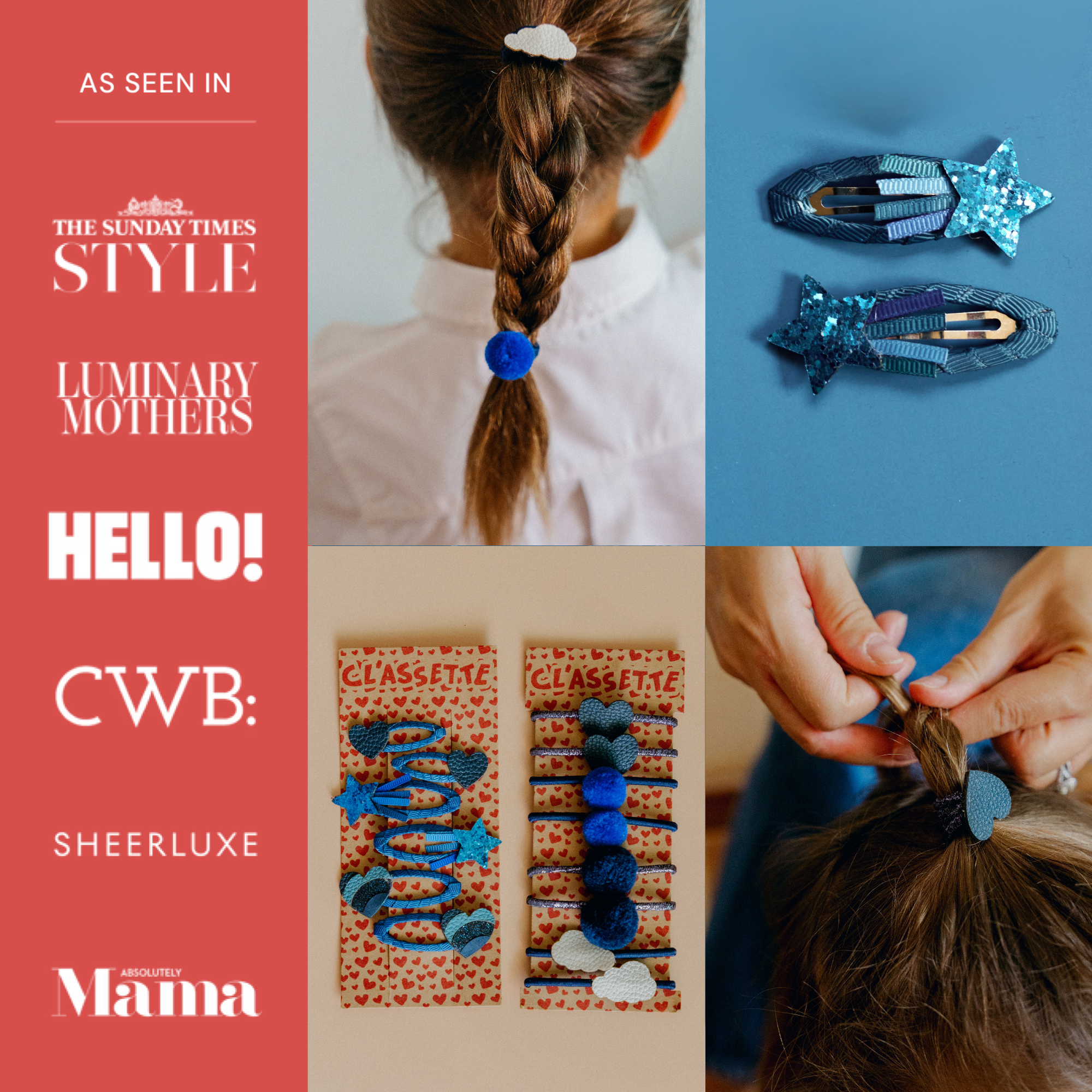 Navy Blue School Hair Clips & Bobble Hair Ties Set